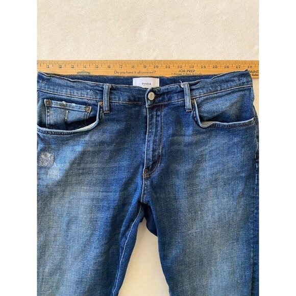 OVADIA Men's Blue Jeans Distressed Slim 002 Cotton Elastane Jeans Size 36X37 - Picture 8 of 16